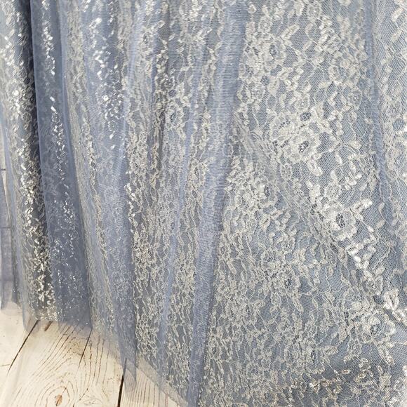 Dessy Collection Vivian Diamond Women's Tulle Lace Off Shoulder Dress Size 26 - Picture 4 of 14